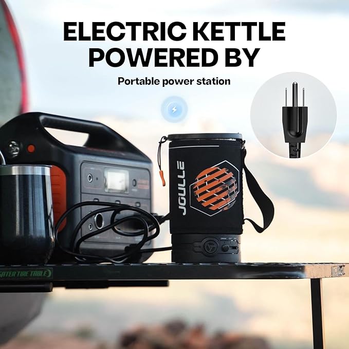 Stoke Voltaics Electric French Press Coffee Maker, 120V Boil Water & Press Coffee 2-in-1, Portable Design for Travel, Camping, 6 Minute Brew Ready