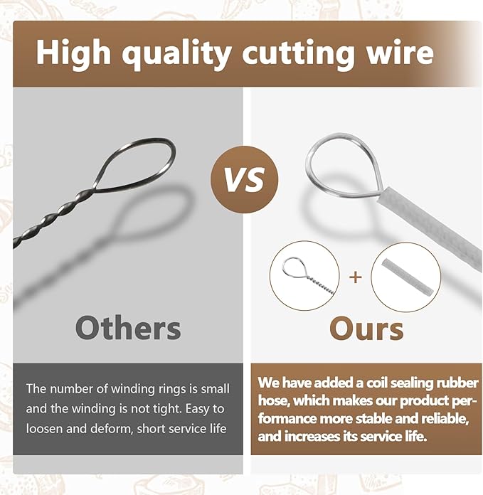 Stainless Steel Cheese Slicer Wires 18" Long, for Soft and Hard Cheese, Butter, Soap(3 Cutting Replacement Wires Only 18" Long)