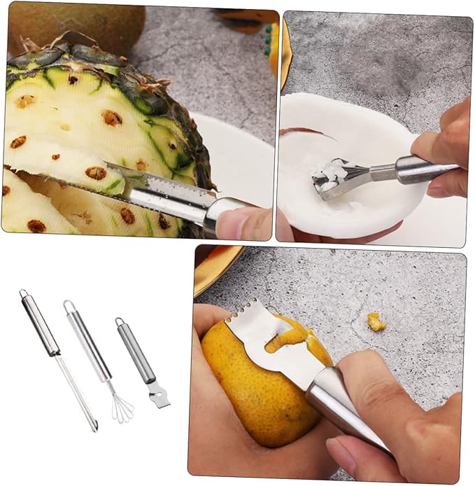 3pcs Lemon Zester Grater Multifunctional Fruit Peeler Steel Kitchen Tool for Cocktails