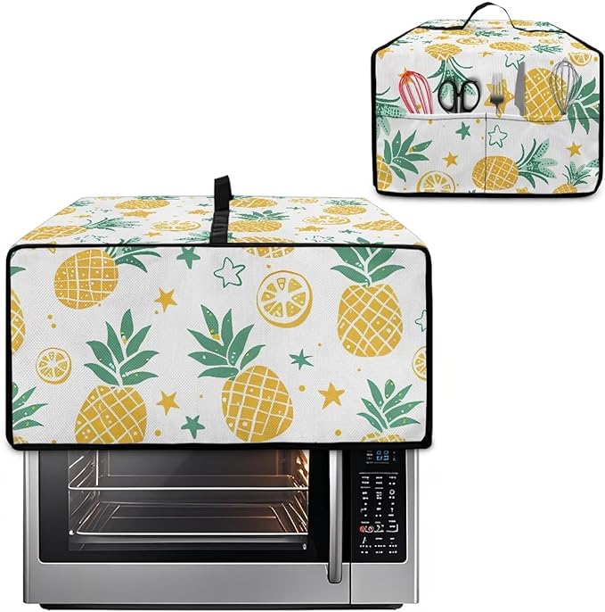 Doojoayie Pineapple Appliance Covers 6 Slice Toaster Cover Universal Fit Kitchen Appliance Dust Protector Compatible with Toaster Oven/Bread Machine/Air Fryer