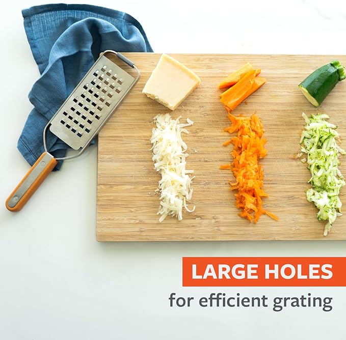 Full Circle Grate Expectations, Stainless Steel Coarse Grater with Food Catcher: Precision Grating, Easy Storage, and Eco-Friendly Design - Makes a Great Cheese, Vegetable, and Potato Grater