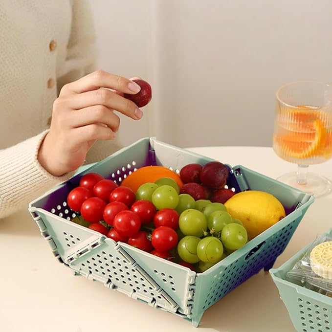 Collapsible Kitchen Colander and Strainer - Foldable Plastic Drain Basket for Fruit, Vegetables, Pasta - Space-Saving for Kitchen, RV, and Camping - BPA-Free & Dishwasher Safe (1pcs)