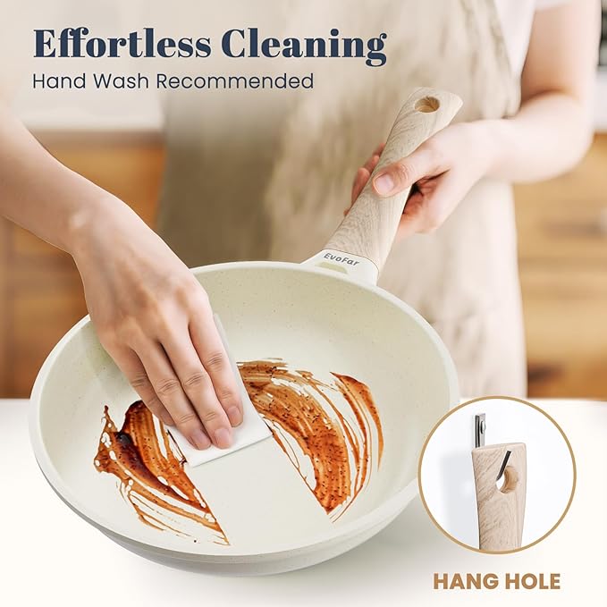 EVOFAR Granite Frying Pan, 10 Inch Non Stick Frying Pans, Lightweight Nonstick Pans for Omelets & Eggs, PFOA & PFAS Free Non-toxic Cookware Chef's Pan, Induction Compatible Fast & Even Heat Skillet