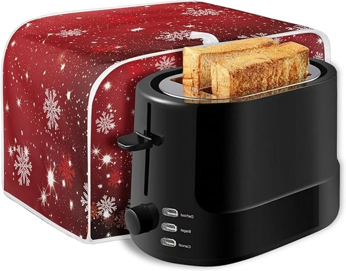 Annejudy Christmas Snowman Print 2 Slice Toaster Cover Foldable Kitchen Small Appliance Cover Dust and Fingerprint Protection, Machine Washable Home Kitchen Decor Accessories for Xmas