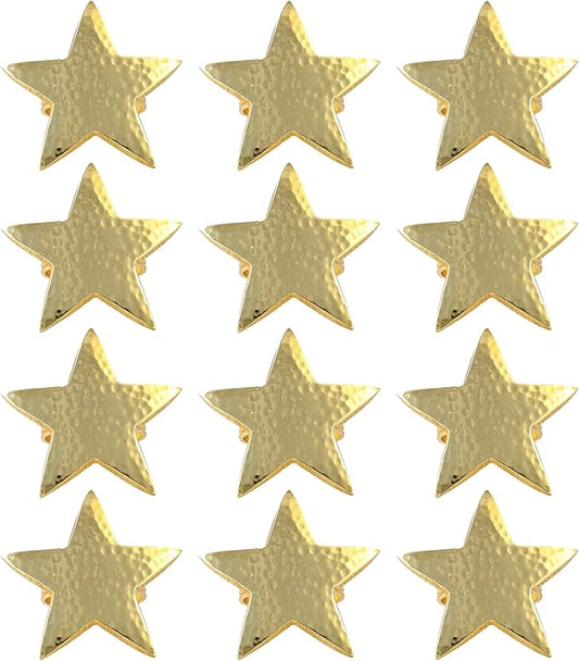 ALPHA Living HOME Napkin Rings Set of 12, Star Napkin Holders, Rustic Napkin Rings, Premium Metal Napkin Ring Bulk for Party Decoration, Dinning Table, Everyday, Family Gatherings (Gold)