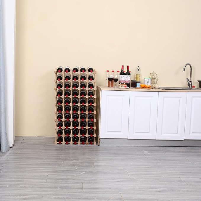 Wooden Stackable Storage Modular Small countertop Wine Rack Cabinet,Freestanding for Floor Wood Wine Bottle Shelf (50bottle)