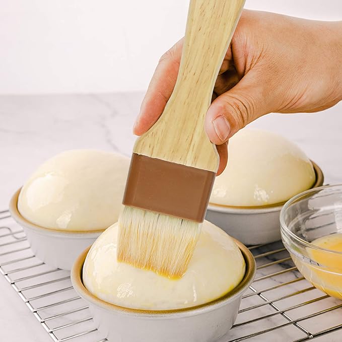 6 Pieces Pastry Brushes Basting Oil Brush for Cooking with Boar Bristles and Beech Hardwood Handles for Spreading Butter Cooking Baking BBQ Oil Brush(1 inch, 1.6 inch, 3 inch)