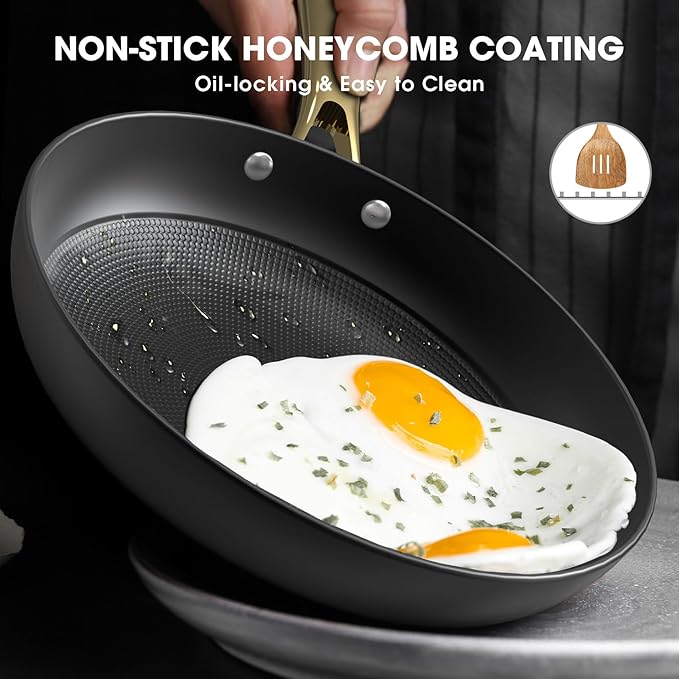 imarku Non Stick Frying Pans, Cast Iron Skillets 2Pcs - 8 inch & 12 Inch Nonstick Frying Pan, Long Lasting Frying Pan Set, Professional Frying Pans Nonstick Oven Safe Pan, Best Gifts for Women Men