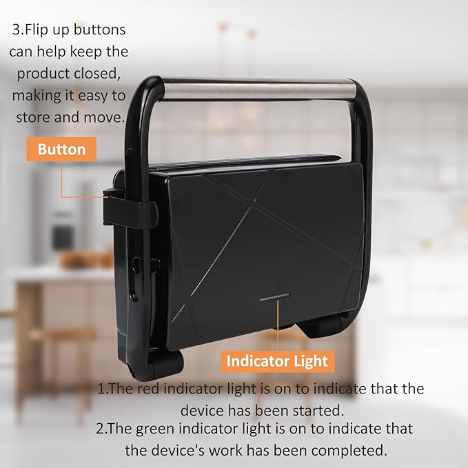 Sandwich Maker Panini Press Grill with Non-Stick Coated Plates, Easy to Clean and Store, Opens 180 Degrees Perfect for Cooking French Toast, Omelet, Grilled Cheese, Panini