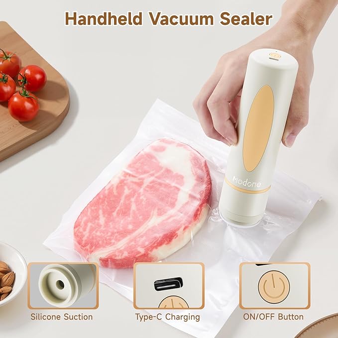 Vacuum Sealer, Food Saver Vacuum Sealer Machine, Compact Handheld Vacuum Sealers with 30 Reusable Vacuum Seal Bags for Freshness Preservation Food Storage
