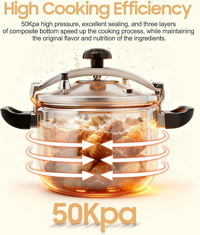 27.5 Quart Pressure Cooker Stainless Steel Pressure Cooker, Large Capacity, Commercial Pressure Cooker Clamp On Type, Double Valves for Family or Commercial Use