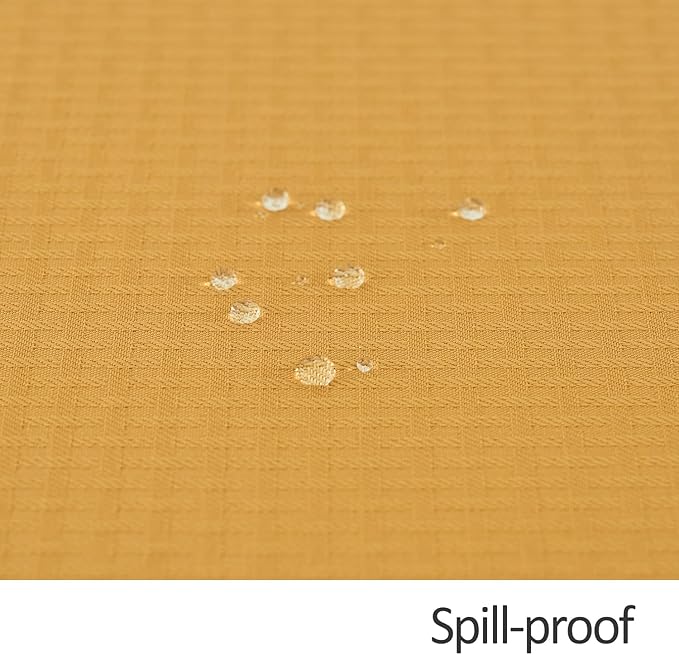 maxmill Square Tablecloth Weaved Texture Stain Resistant Waterproof Wrinkle Free Washable Soft Table Cloth, Decorative Fabric Table Cover for Dining Room Dinner Parties, 52 x 52 Inch, Ochre Yellow