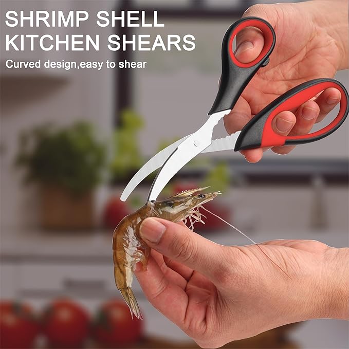 Heavy Duty Poultry Shears Kitchen Salad Scissors for Chicken Turkey Meat Herb Vegetable 2pcs set Burgundy