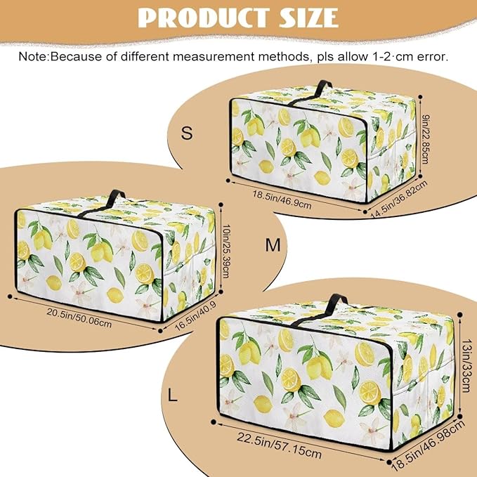 Doojoayie Small Appliance Covers Lemon Toaster Oven Cover 4 Slice Kitchen Accessory Dust Protector 18.5"x14.5"x 9" Compatible with Toaster/Kitchen Appliance