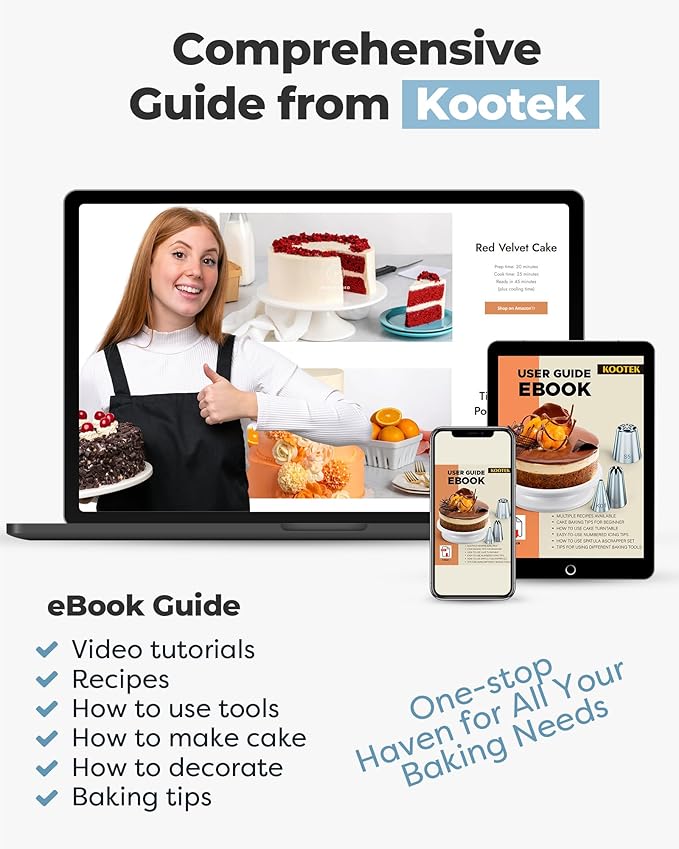 Kootek 230PCs Cake Decorating Kits, Baking Supplies Tools with Cake Stand Turntable, Piping Bags and Tips, Cake Leveler, Frosting Icing Spatulas & More Accessories for Cake Cupcake Decorations