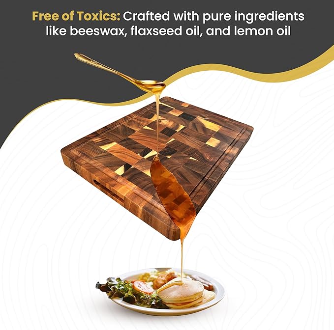 (1.7" Extra Thick & Large) 20"x15" American Black Walnut Wood End Grain Cutting Board for Kitchen with Juice Groove, Inner Handles, Heavy-Duty Butcher Block, Wooden Chopping Board, Charcuterie Boards