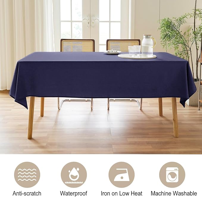 AUSSPVOCT Textured Tablecloth Rectangle 52x70 Water Resistant Spill-Proof Wipeable Table Cloth Wrinkle Free Fabric Dining Table Cover for Birthday Party Farmhouse Outdoor Kitchen Tabletop Cover