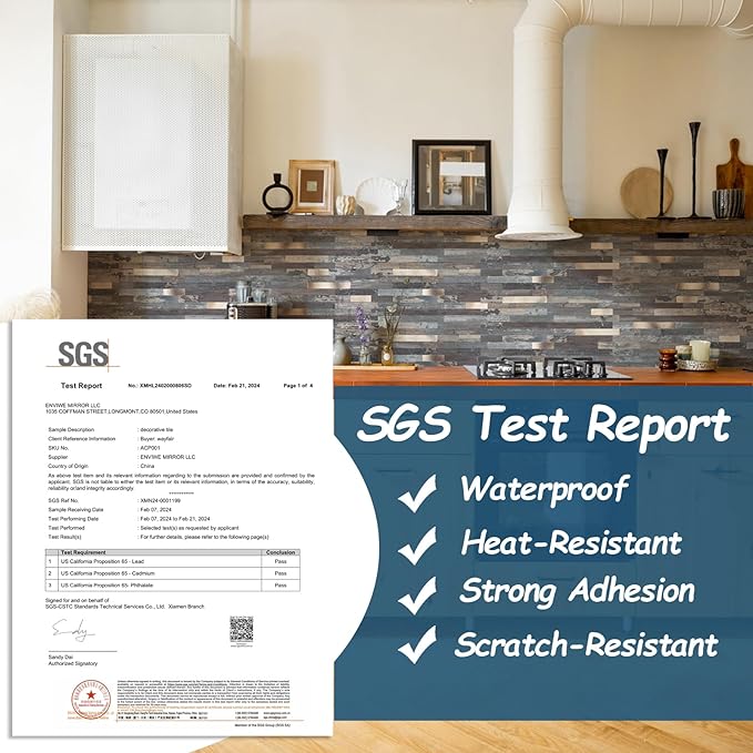 Yipscazo 10 Sheets Peel and Stick Stone Metal Backsplash, PVC Wall Tiles Stick on Tiles for Backsplash Kitchen, Bathroom, Fireplace (6'' X 12'', Ecru Rustic)