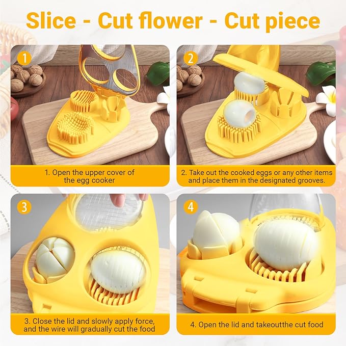 Egg Slicer and Grape Slicer for Fruit Salad, 4 Slicing Modes Slicer, Stainless Steel, Easy Tomato and Grape Slicing, for Grape, Egg, Strawberry,Cherry,Tomato,Send Goods From Local Warehouse