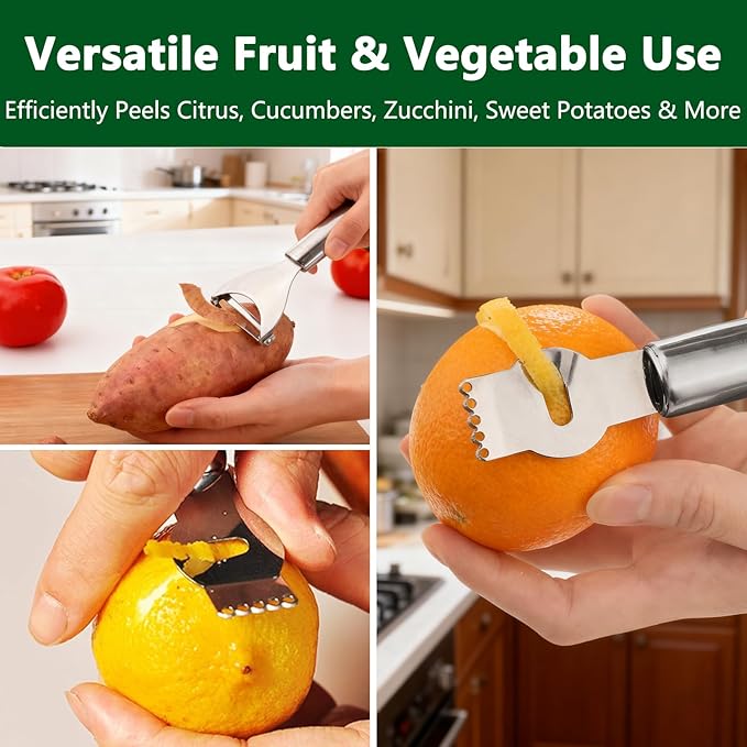 2 Pcs Lemon Peeler and Citrus Zester Tool for Cocktails and Kitchen Use Multifunctional Orange Twist Slicer with Channel Knife Bar Lemonade Stand Accessory Lime Peeling