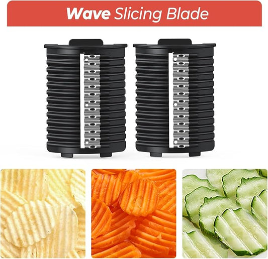 Electric Cheese Grater Attachments, Wave Slicing Blade, Uniquely Shaped Blades For Delicate And Flavorful Chips (1 Pair)