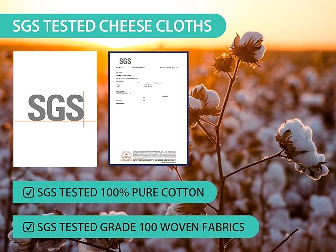 Olicity Cheese Cloths, 2PCS, Double-Layer, 20x20Inch, Reusable Grade 90 Cheese Cloth Bag for Straining, Hemmed Unbleached Cotton Precut Fine Mesh Muslin Cheesecloth for Juicing, Butter, Canning