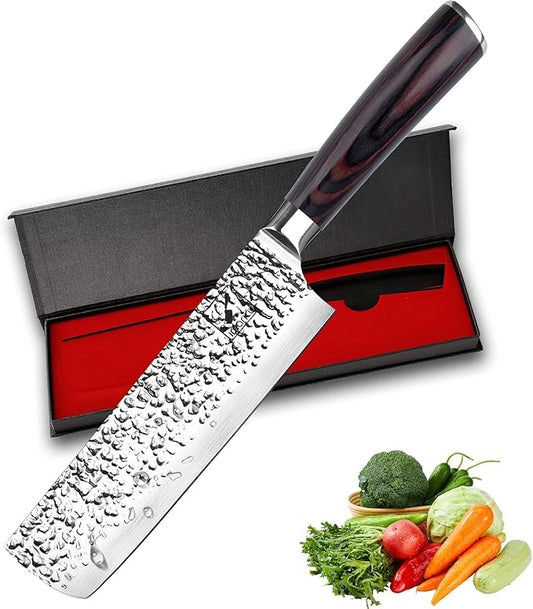 imarku Nakiri Knife,7 Inch High Carbon Stainless Steel Japanese Chef Knife,Razor Sharp Chopping Vegetable and Meat Cleaver Kitchen Knife with Ergonomic Handle,Birthday Gifts for Women and Men