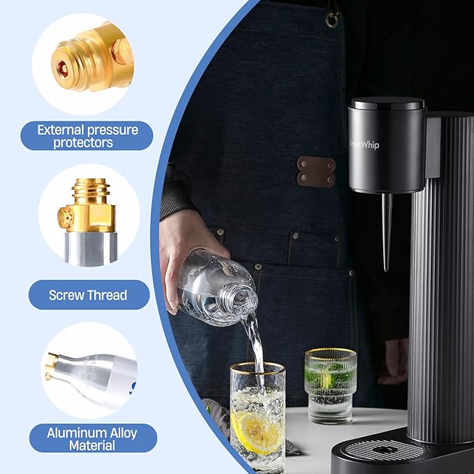 60L CO2 Cylinder for SodaStream, CO2 Canister Threaded Cylinders Compatible w/All Threaded 'Screw-In' Soda Makers, FIZZ, ONE TOUCH, JET, etc. - Set of 6