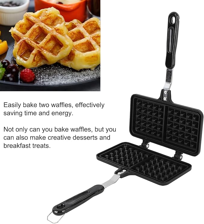 Nonstick Waffle Maker Pan, Pan Waffle Maker, Portable Stove Top Waffle Maker Pan, Camp Stove Top Waffle Skillet for Belgian Waffles Sandwich Toaster, Sandwich Maker