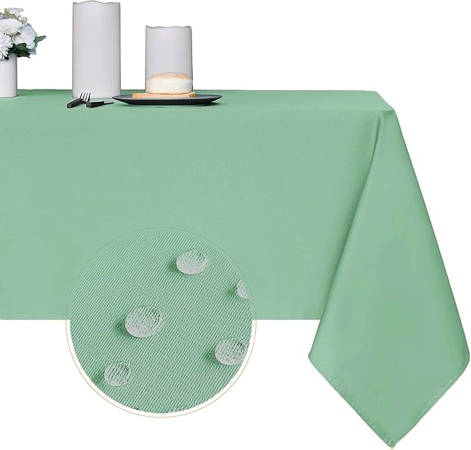 Obstal 210GSM Rectangle Table Cloth - Heavy Duty Water Proof Microfiber Tablecloth, Decorative Fabric Table Cover for Outdoor and Indoor Use (Mint Green,60 x 102 Inch)