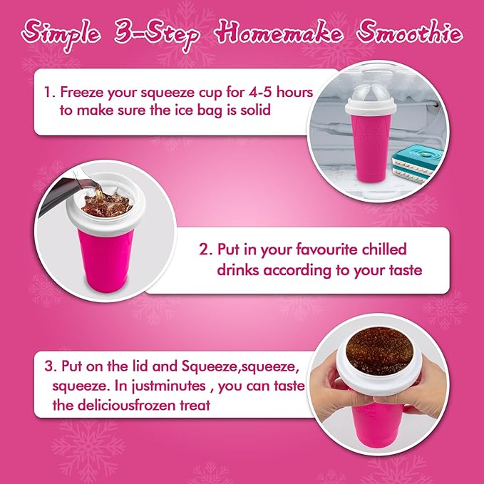 2PCS Slushie Maker Cup,DIY Magic Quick Frozen Smoothies Cups for Homemade Milk Shake Ice Cream Maker, Cooling Cups, Double Layer Squeeze Slushy Maker Cup,Birthday Funny Gifts for Friends &Family