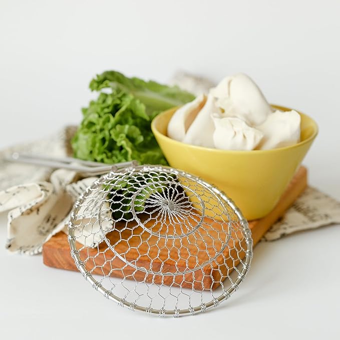 Stainless Steel Asian Spider Strainer Professional Kitchen Wire Skimmer with Spiral Mesh Basket Tools (Dia 5inch)