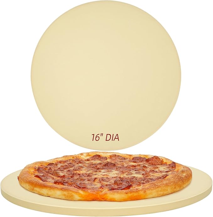Permade Round Pizza Stone for Grill and Oven- 16 inch Baking Stone Heavy-Duty Cordierite Pizza Stone for Bread, Cookies, Heat Proof BBQ Grilling Cooking Stone for Making Crisp Crust Pizza (Beige)