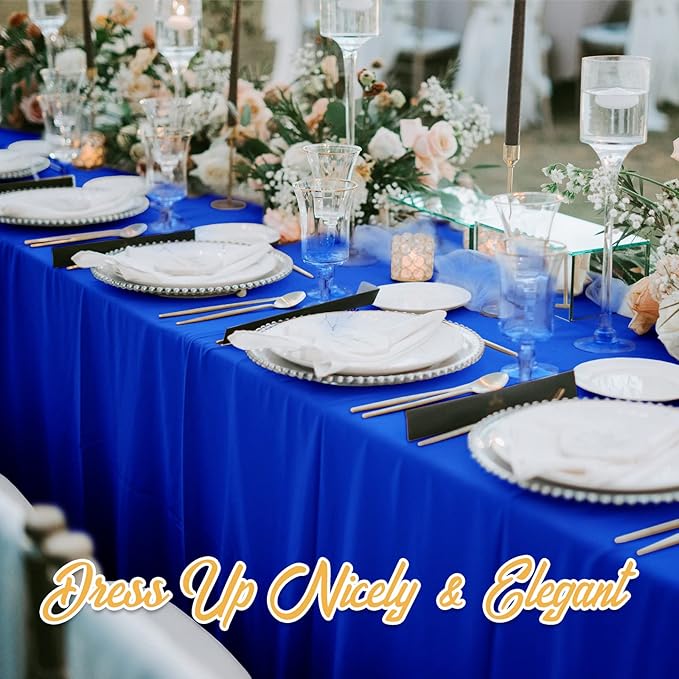 BRILLMAX 6 Pack Royal Blue Tablecloths 70 x 120 Inch for 6ft & 8ft Rectangle Tables - 150 GSM Polyester Fabric, Universal Fit, Water, Stain & Wrinkle Resistant Cloth Cover for Wedding Banquet