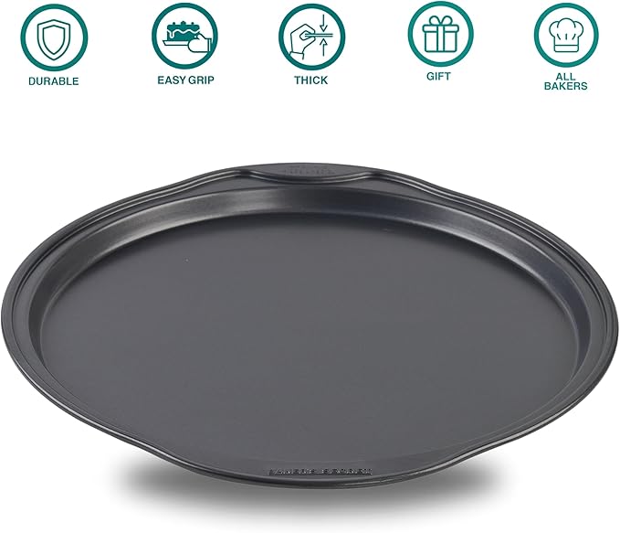 Baker's Secret Nonstick Pizza Pan for Oven 12.5", Carbon Steel Pizza Baking Pan, Non-stick Bakeware Food-Grade Coating For Easy Release Dishwasher Safe - The Classic Collection