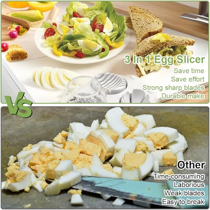 3 In 1 Egg Slicer For Hard Boiled Eggs, Strawberry Slicer Grape Cutter, 2026 New Stainless Steel Dicer Egg Slicer Dishwasher Safe, Fruit Cutter For Egg Strawberry Mushroom