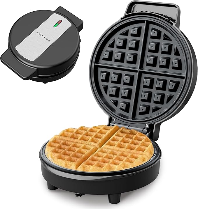 Waffle Maker, 8'' Round Classic Waffle Maker Machine, 1000W Fast Heating, Non-Stick Waffle Irons, Easy to Clean, Indicator Lights, Perfect for Breakfast