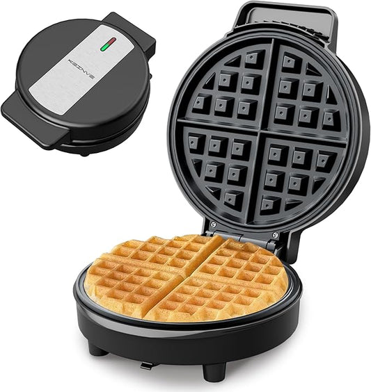 Waffle Maker, 8'' Round Classic Waffle Maker Machine, 1000W Fast Heating, Non-Stick Waffle Irons, Easy to Clean, Indicator Lights, Perfect for Breakfast