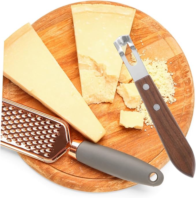 2pcs Stainless Steel Cheese Fruit Grater Lemon Zester Wood Handle Kitchen Tool