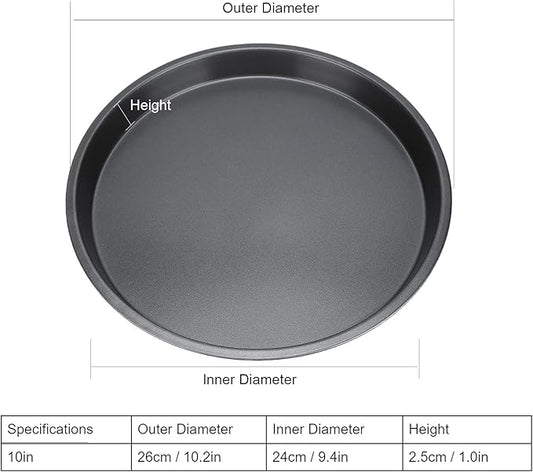 Tomotato 2Pcs Pizza Pan, 6in/9in/10in/12in Deep Dish Round Pizza Pan for Oven, Non Stick Thickened Carbon Steel Baking Pan for Home Kitchen, Dishwasher Safe(10in)