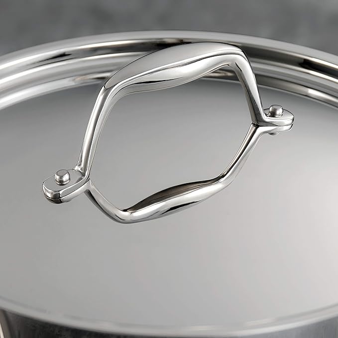 Tramontina Signature Tri-Ply Clad Stainless Steel 8-Quart Stock Pot with Lid, Induction-Ready Pasta Pot, Dishwasher-Safe, NSF-Certified, Made in Brazil