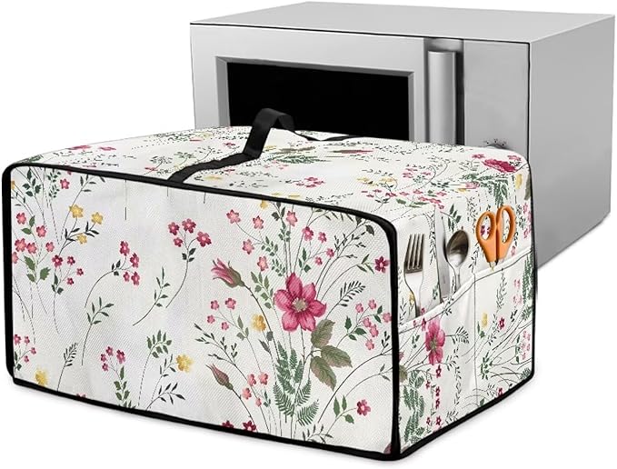Doojoayie Floral Toaster Oven Cover Universal Fit Kitchen Appliance Dust Protector 8 Slice Toaster Cover Polyester Fabric Kitchen Appliance Dustproof Protector
