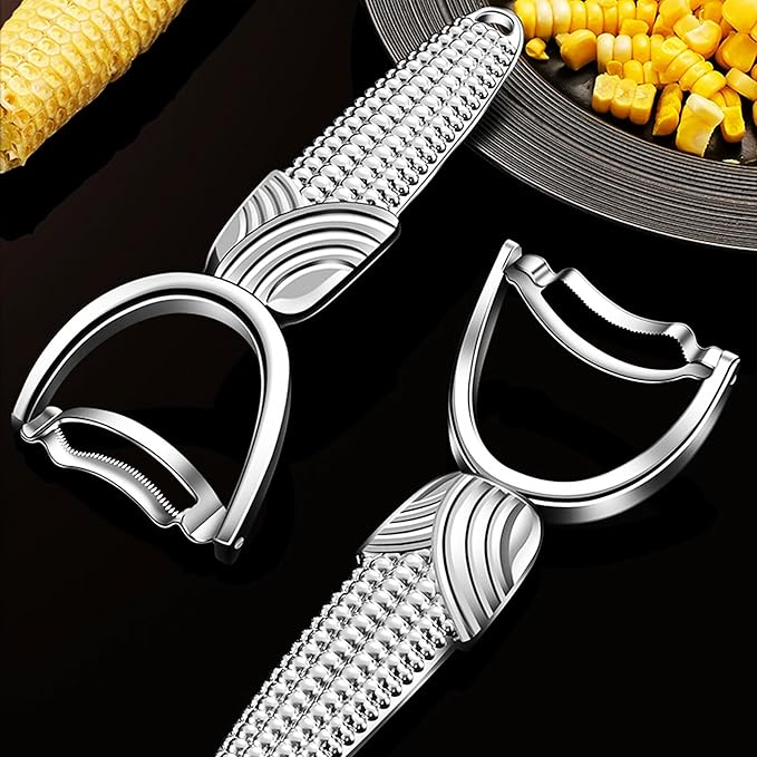 Maxjoy Corn Peeler and Cob Stripper Stainless Steel Tool for Kernel Removal on Corn Cob