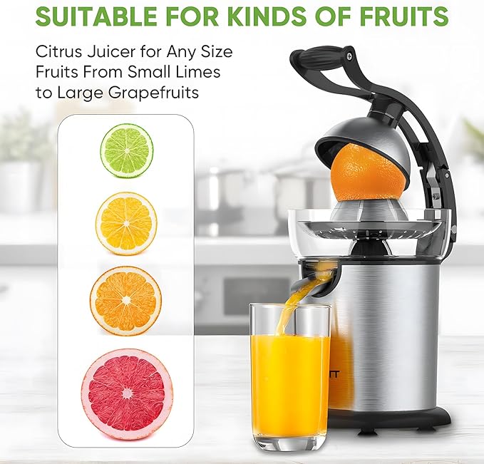 ASLATT Electric Citrus Juicer Squeezer Stainless Steel, Orange Juicer Electric,Homemade Orange Juice Squeezer Machine, Detachable Design,Easy Clean
