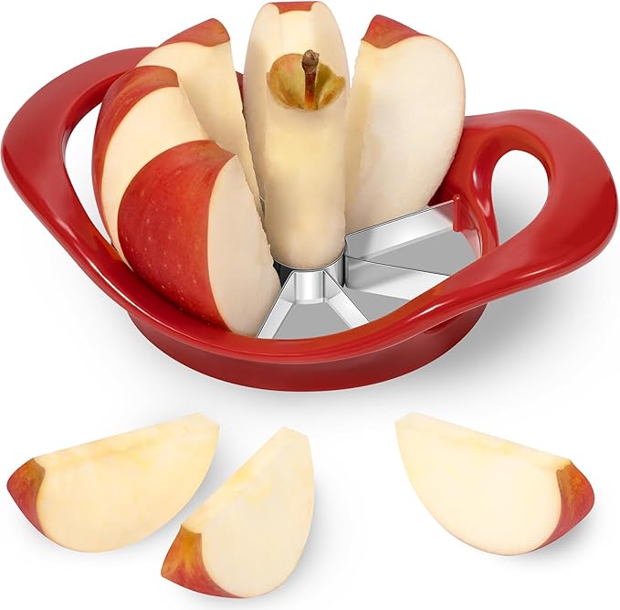 Rainspire Apple Cutter 8 Slices, 8 Blade Apple Slicer and Corer, Apple Corer Tool with Stainless Steel Blades, Super Sharp Fruit Cutter Fruit Slicer (Red)