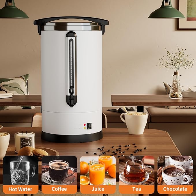GarveeTech Commercial Coffee Urn - Double Wall Stainless Steel Hot Beverage & Water Dispenser, Fast Brewing with Drip-Free Spigot for Catering, Weddings, Offices, Parties, Buffet - 12L