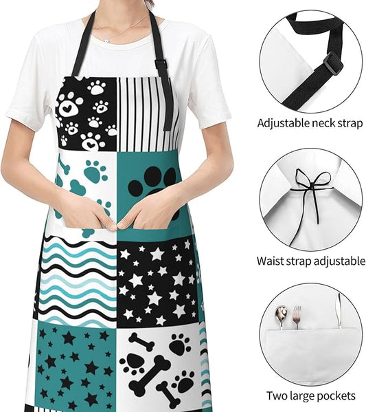 Apron with Pockets Aprons for Women Men Kitchen Chef Apron for Cooking Gardening Server Waitress Painting