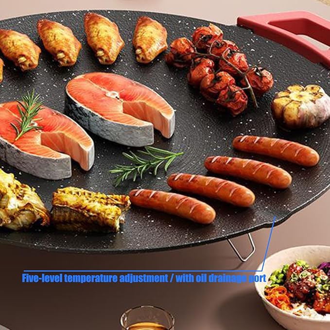 Non-Stick Electric Indoor Grill Pan, Multi-functional Electric Griddle Nonstick,Smokeless Grill with Adjustable Temperature, Portable Electric Griddle for Cooking Steaks,Pancakes & BBQ