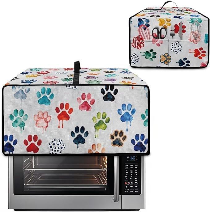 Doojoayie Cute Dog Paw Toaster Cover 8 Slice Appliance Covers for Kitchen Counter 22.5"x18.5"x 13" Universal Fit Dustproof Protector as Kitchen Decoration