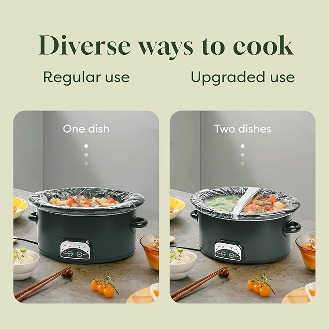 Oasier Slow Cooker Liners, Disposable Oval Large Size 13" x 21", 60 Count, Fits 3-8 Quart Pot Cooking Bags for Easy Cleanup, Food Safe & Leak-Proof